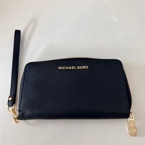Michael Kors Black and Gold Wristlet